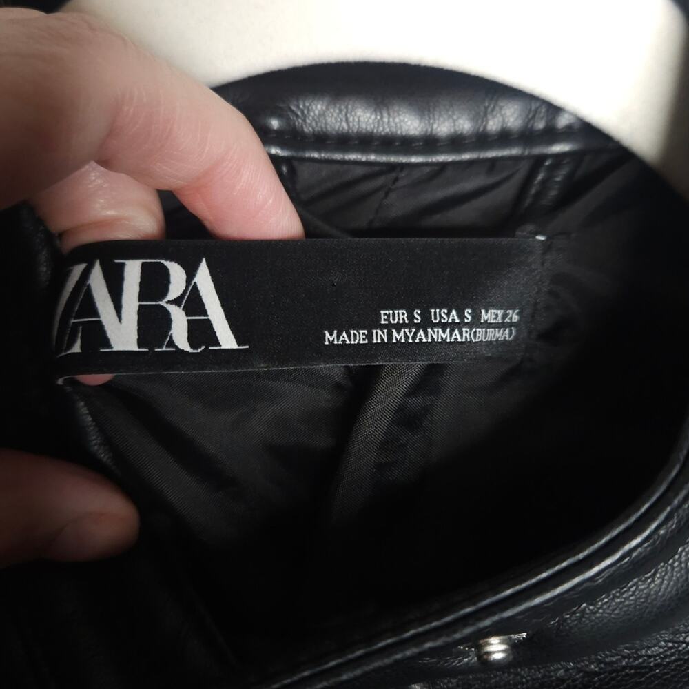 Zara Faux Leather Biker Jacket Motto Jacket View 2